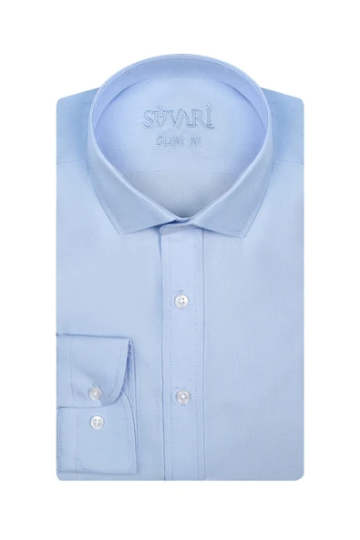 Slim Fit Açık Mavi Erkek Gömlek - Resim 3