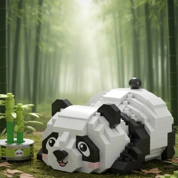 LZ-8804  DİNLENEN PANDA 340 PARÇA BLOCK OYUNCAK - Resim 3