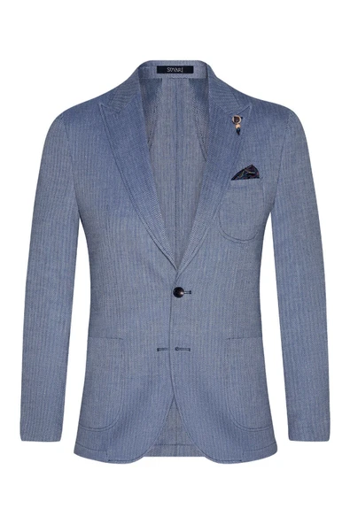 Slim Fit Desenli Mavi Erkek Ceket ürün görseli 1