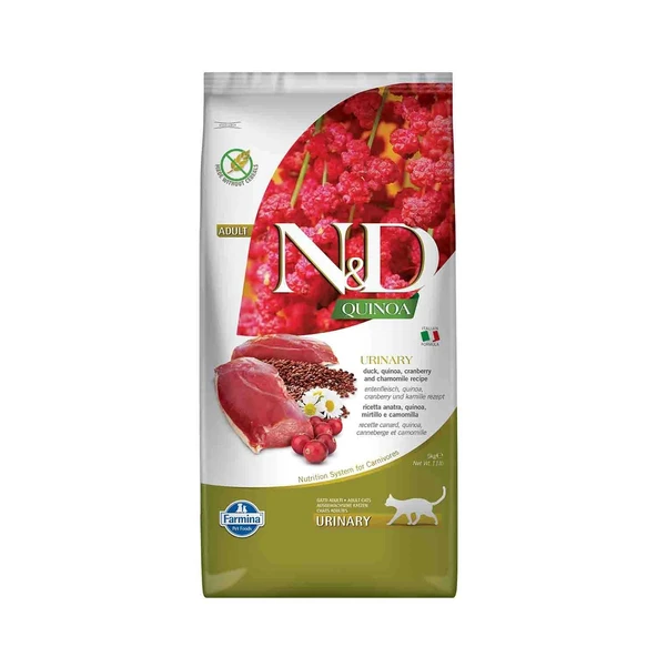 N&D Quinoa Urinary Ördek Quinoa Aromalı İdrar Yolları Destekleyici Yetişkin Kedi Maması 5 kg ürün görseli 1