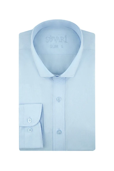 Slim Fit Açık Mavi Erkek Gömlek - Resim 2