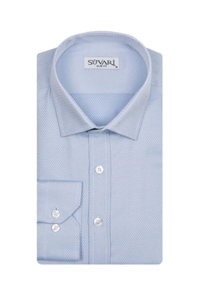 Classics Slim Fit Dar Kalıp Özel Armürlü Cepsiz Gömlek ürün görseli 1