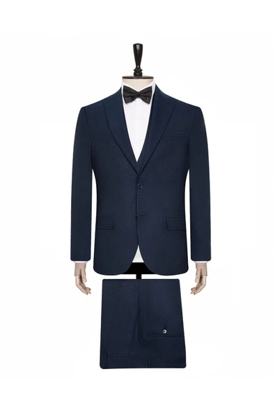 Yelekli Lacivert Slim Fit Takım Elbise ürün görseli 1