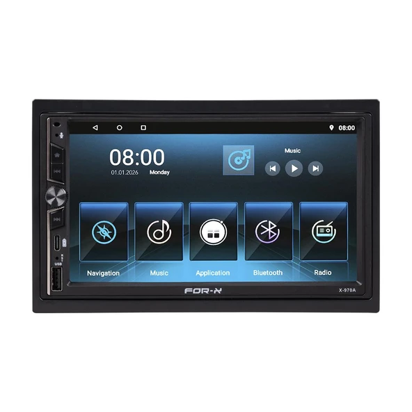 for-x x-970-7'' android-4/64gb-4 çekirdek-wifi-bt-kablosuz carplay-hd kamera hediyeli dabıl teyp ürün görseli 1