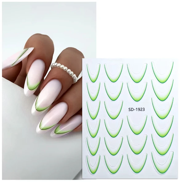 Ombre Efekt French Tırnak Sticker Yeşil Nail Art SD-1923 ürün görseli 1