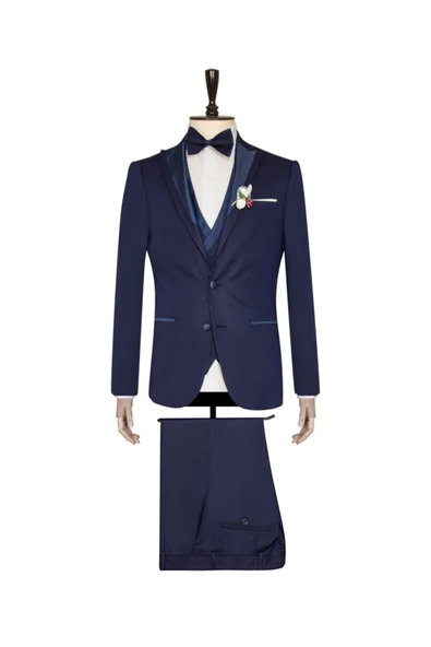 Yelekli Lacivert Slim Fit Damatlık Takım ürün görseli 1
