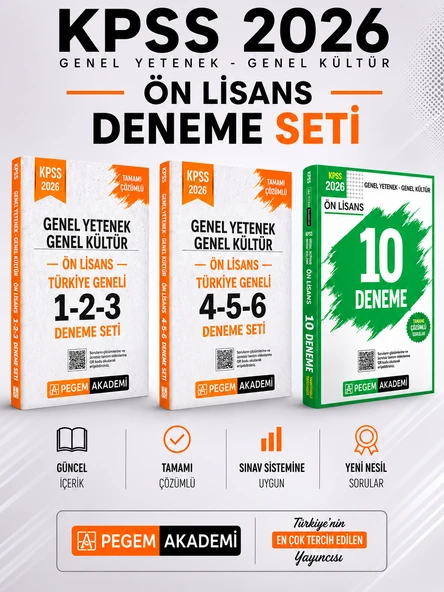 Pegem 2026 KPSS Ön Lisans GK GY 10 Deneme & KPSS Ön Lisans GK GY Türkiye Geneli Deneme Seti ürün görseli 1
