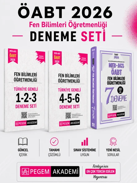 Pegem 2026 MEB AGS ÖABT Fen Bilimleri Öğretmenliği Deneme & Türkiye Geneli Deneme Seti ürün görseli 1