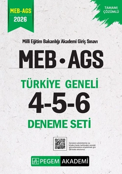 YENİ AGS - Pegem 2026 MEB-AGS Türkiye Geneli 3 Deneme Çözümlü (4-5-6) Pegem Akademi Yayınları ürün görseli 1