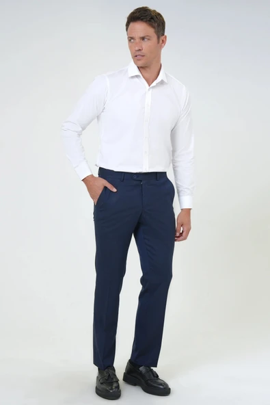 Süvari Slim Fit Esnek Düz Siyah Erkek Kumaş Pantolon ürün görseli 1