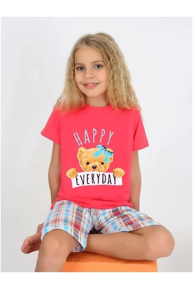 Kız Çocuk Kısa Kollu Kapri %100 Pamuklu  Pijama Takımı 6/9 yaş ürün görseli 1