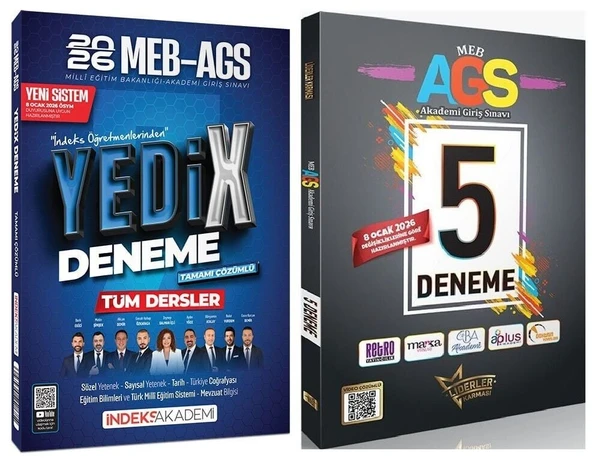YENİ AGS - İndeks + Liderler Karması 2026 MEB-AGS Tüm Dersler YediX 7+5 Deneme 2 li Set İndeks Akademi + Liderler Karması Yayıncılık ürün görseli 1