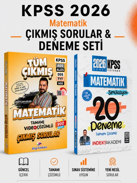Dizgi Kitap 2026 KPSS Matematik Çıkmış Sorular & KPSS Matematik 20 Deneme İndeks Akademi Seti ürün görseli 1
