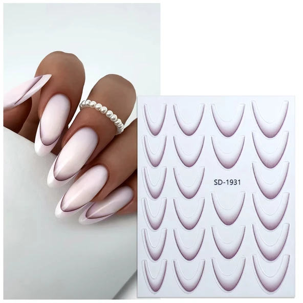 Ombre Efekt French Tırnak Sticker Lavanta Moru Nail Art SD-1931 ürün görseli 1