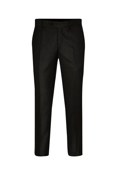Slim Fit Desenli Koyu Gri Erkek Pantolon ürün görseli 1