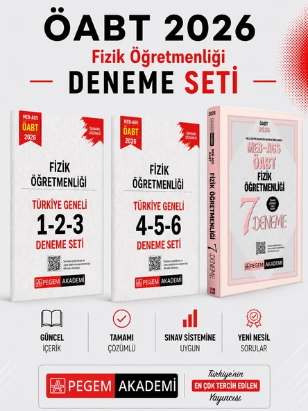 Pegem 2026 MEB AGS ÖABT Fizik Öğretmenliği Deneme & Türkiye Geneli Deneme Seti ürün görseli 1