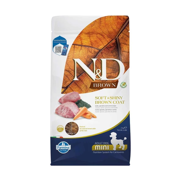 N&D Brown Kuzu, Patates, Havuç ve Spirulinalı Küçük Irk Yetişkin Köpek Maması 2 kg ürün görseli 1