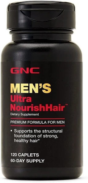 GNC Erkekler İçin Ultra Besleyici Saç Takviyesi, Güçlü ve Sağlıklı Saçları Destekler, 120 Kaplet ürün görseli 1