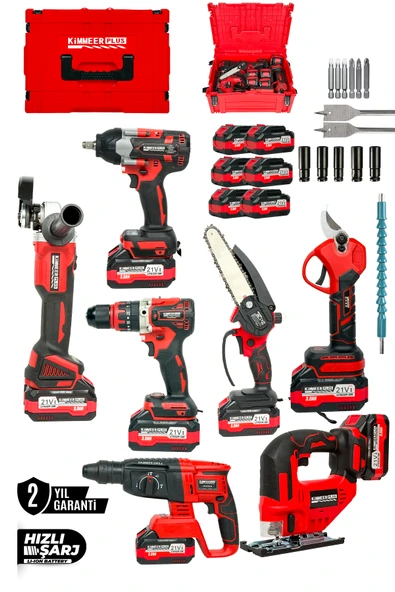 NusPower 7’li Dev Profesyonel Set 21V 3.0Ah Hilti, Taşlama, Somun Sıkma, Vidalama, Testere ve Makas ürün görseli 1