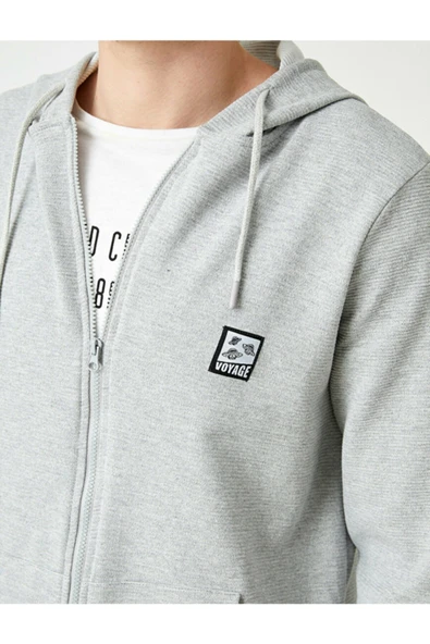 Önü Fermuarlı Sweatshirt Kapşonlu - Resim 8