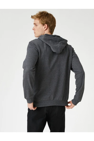 Baskılı Kapşonlu Sweatshirt - Resim 4