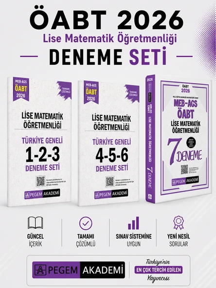 Pegem 2026 MEB AGS ÖABT Lise Matematik Öğretmenliği  Deneme & Türkiye Geneli Deneme Seti ürün görseli 1