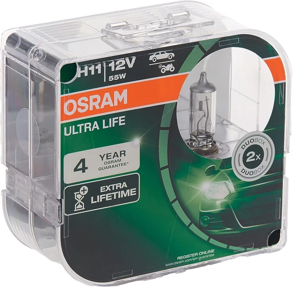 Osram Ampul Ultra Life H11 12V 55W Daha uzun kullanım süresi, İkili Kutu (2 Lamba) 64211ULT-HCB ürün görseli 1