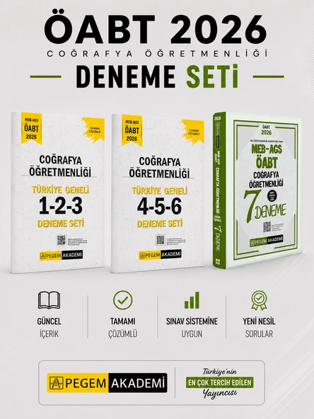 Pegem 2026 MEB AGS ÖABT Coğrafya Deneme & ÖABT Coğrafya Türkiye Geneli Deneme Seti ürün görseli 1
