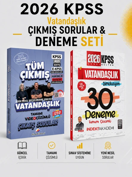 Dizgi Kitap 2026 KPSS Vatandaşlık Çıkmış Sorular & KPSS Vatandaşlık 30 Deneme İndeks Akademi Seti ürün görseli 1