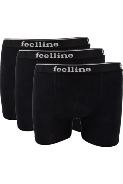 Erkek Pamuk Likra Slim Fit Siyah 3lü Boxer Set ürün görseli 1