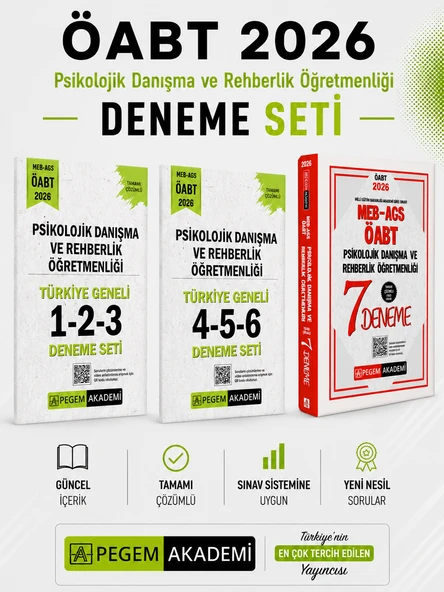 Pegem 2026 MEB AGS ÖABT Rehberlik Öğretmenliği Deneme & Türkiye Geneli Deneme Seti ürün görseli 1