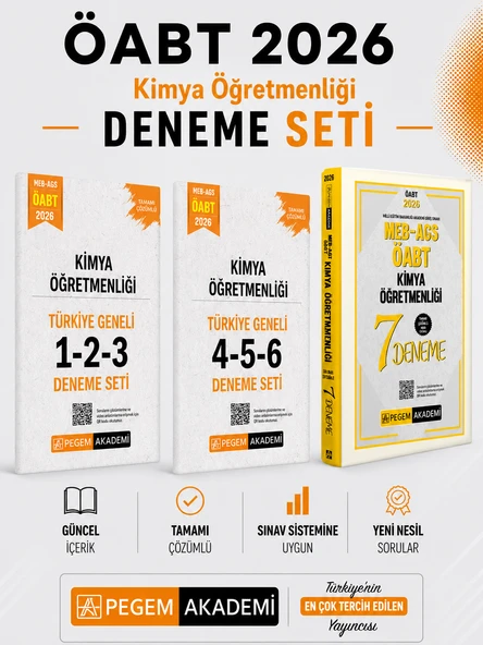 Pegem 2026 MEB AGS ÖABT Kimya Öğretmenliği Deneme & Türkiye Geneli Deneme Seti ürün görseli 1