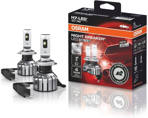 Osram H7 Night Braker Led GEN 2  6000K Beyaz LED (2 Adet Takım) 64210DWNBG2-2HFB ürün görseli 1