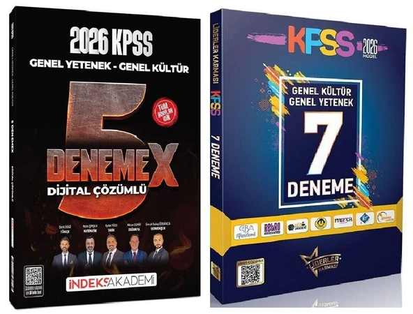 İndeks + Liderler Karması 2026 KPSS Genel Yetenek Genel Kültür 5 + 7 Deneme 2 li Set İndeks Akademi + Liderler Karması Yayıncılık ürün görseli 1