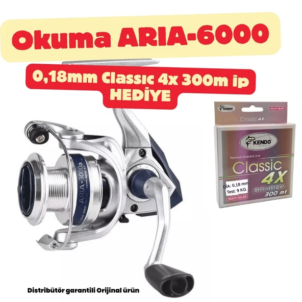Okuma ARIA-6000a Painting Silver Hediye Kendo 4x Classic 0,18mm 300mt İP ürün görseli 1