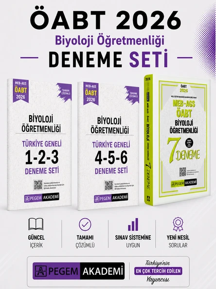 Pegem 2026 MEB AGS ÖABT Biyoloji Öğretmenliği Deneme & Türkiye Geneli Deneme Seti ürün görseli 1