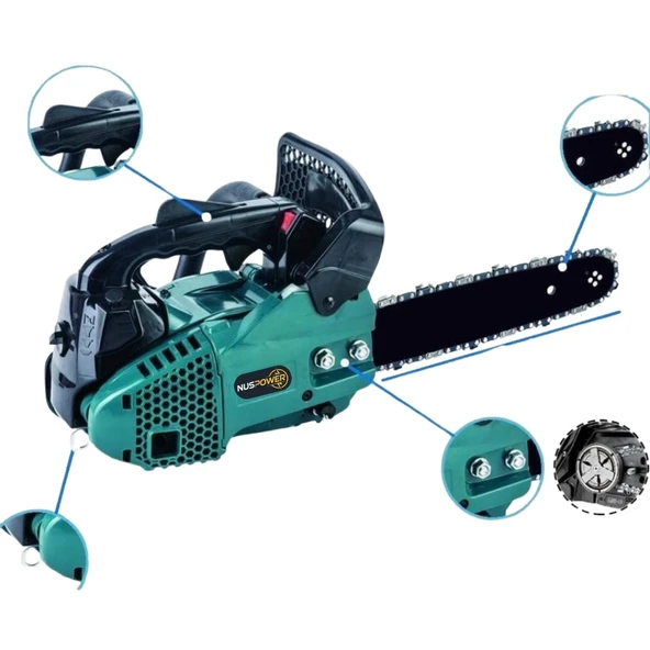 NusPower 25CC 22 Diş Mini Benzinli Testere Ağaç Dal Budama ve Odun Kesme Motoru ürün görseli 1