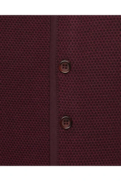 Erkek Bordo Kapitone Örme Yelek - Resim 4