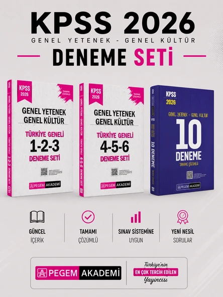 Pegem 2026 KPSS GK GY 10 Deneme & KPSS GK GY Türkiye Geneli Deneme Seti ürün görseli 1