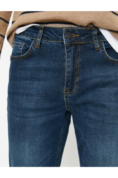 Erkek Mark Straight Jean Pantolon - Resim 5