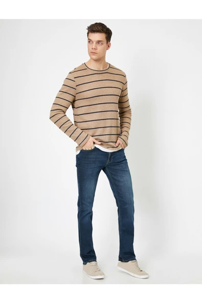 Erkek Mark Straight Jean Pantolon - Resim 2