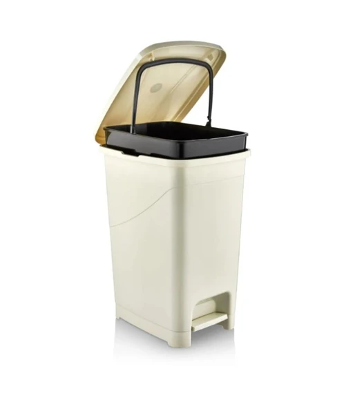 Omnipazar SRL-3030 Slim Pedallı Plastik Çöp Kovası İç Kovalı 40 litre Bej ürün görseli 1