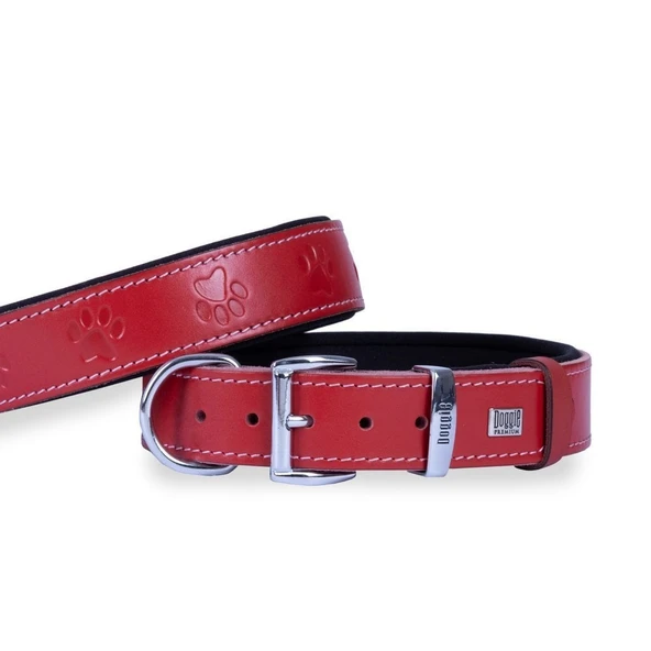 Doggie Yumuşak Dokulu Pati Desenli Köpek Boyun Tasması Kırmızı SBT-3536 L ürün görseli 1