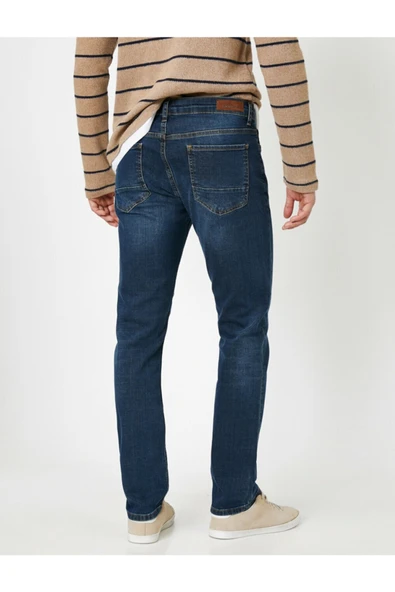 Erkek Mark Straight Jean Pantolon - Resim 4