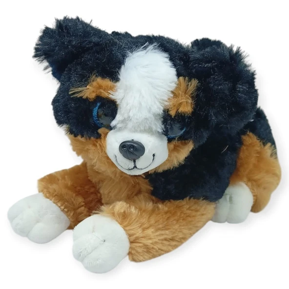 Sesli Peluş Yatan Köpek 25 cm - Siyah Kahve - 1 ADET ürün görseli 1