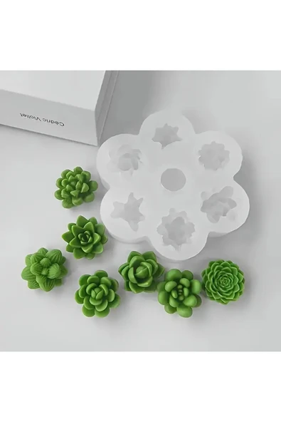HogART Design Çoklu Sukulent Mum Silikon Kalıp ürün görseli 1