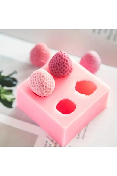 HogART Design 4'lü Mini Çilek Silikon Kalıp ürün görseli 1