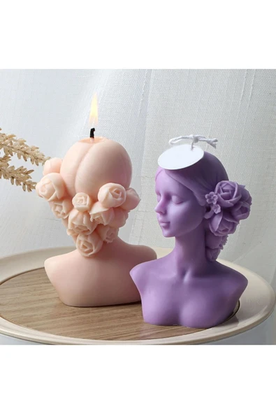 HogART Design Çiçekli Kadın Mum Silikon Kalıp ürün görseli 1