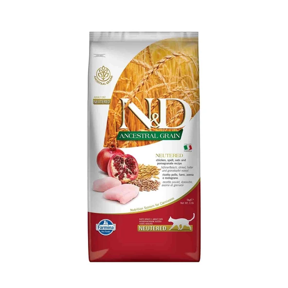 N&D Düşük Tahıllı Tavuklu Narlı Kısırlaştırılmış Kedi Maması 5 kg ürün görseli 1