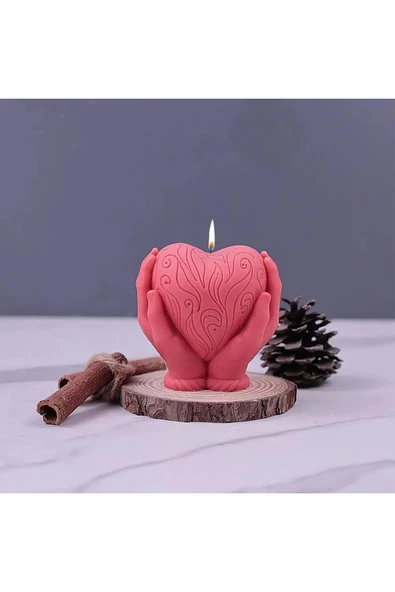 HogART Design Kalp Tutan El Mum Sabun & Kokulutaş  Silikon Kalıp ürün görseli 1